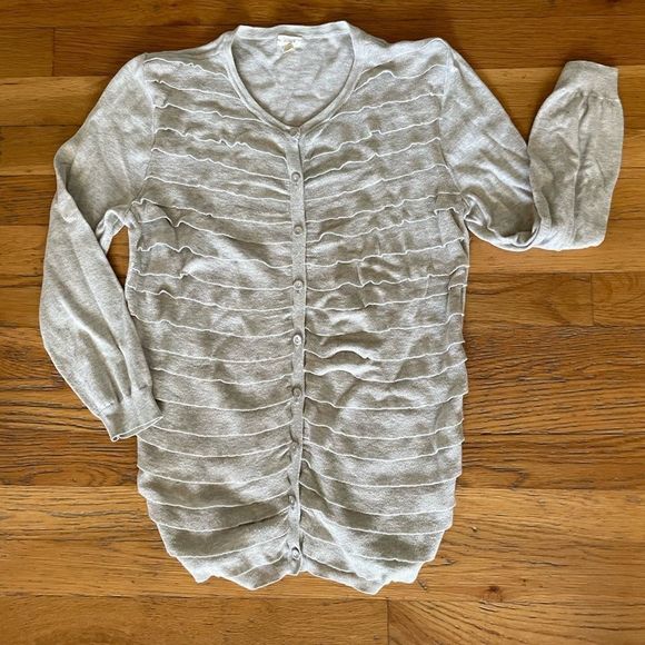 J CREW  RUFFLE CARDIGAN - Size Small  - Picture 1 of 10